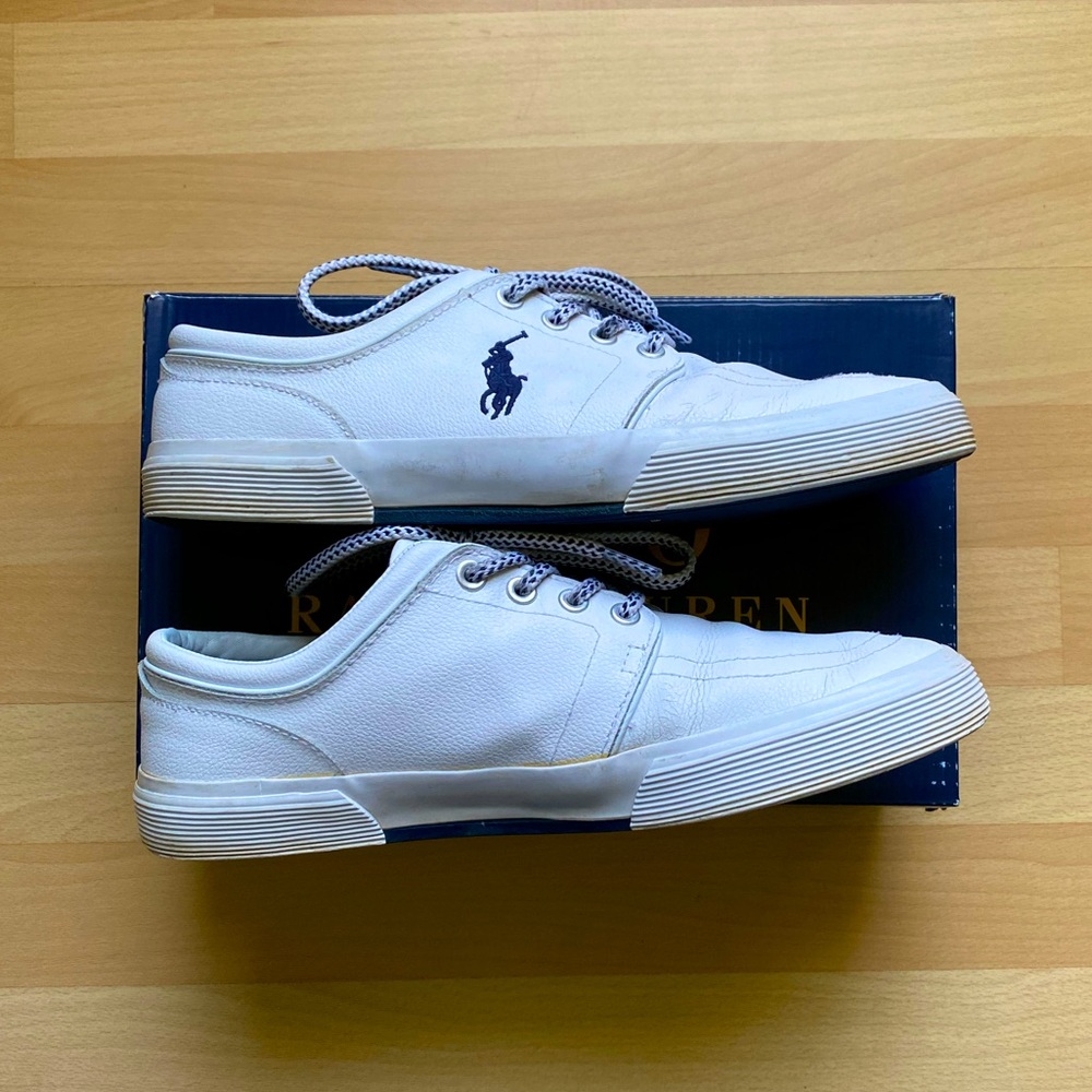 White leather Polo Ralph Lauren shoes 9.5